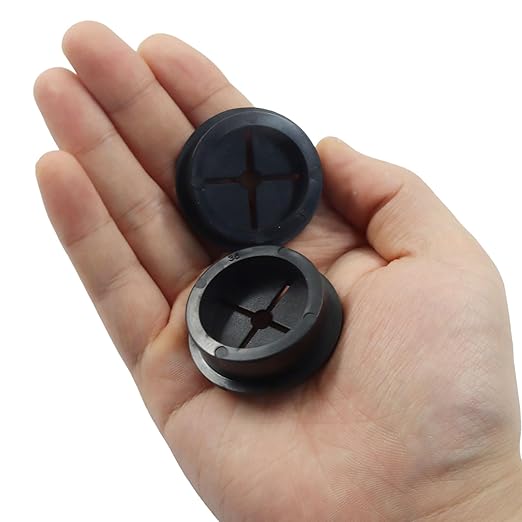 Hordion 2PCS Rubber Grommet 1-3/8 Inch (35mm), Desk Grommet Black Wire Hole Cover for Office Computer Desk Wire Cable Cord Organizer