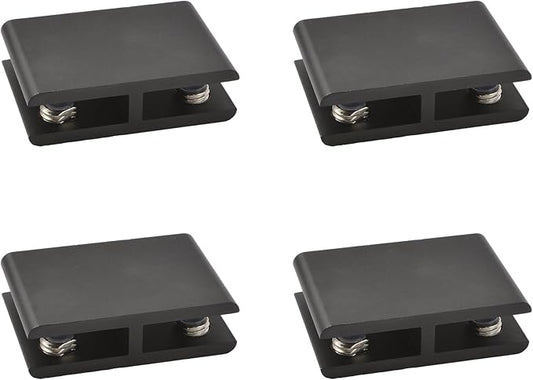 INCREWAY Glass Clamp, 4 Pack Adjustable Double Side Aluminum Alloy Glass Shelf Support Bracket, Glass Clip Clamp Holder for 5-8mm Thickness, 180 Degrees, Black