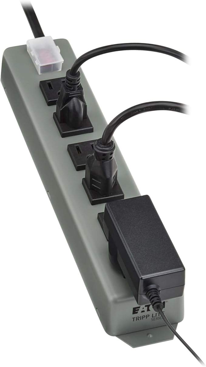 Eaton Tripp Lite Series 6-Outlet Heavy Duty Power Strip, Metal, Mountable (Wall Mount & Under Desk), 6ft Extension Cord, On/Off Switch Cover, Industrial Garage Shop Work Bench Applications (6SP)