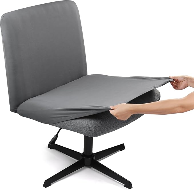 Iauddy Armless Criss Cross Office Desk Chair Cover Slipcover,Accent Mid Back Wide Swivel Task Vanity Slipper Chair Protector Stretch Removable Without Arms for Accent Chair