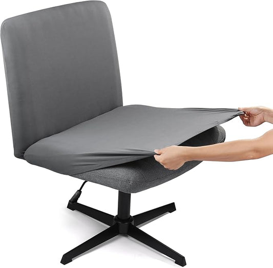 Iauddy Armless Criss Cross Office Desk Chair Cover Slipcover,Accent Mid Back Wide Swivel Task Vanity Slipper Chair Protector Stretch Removable Without Arms for Accent Chair