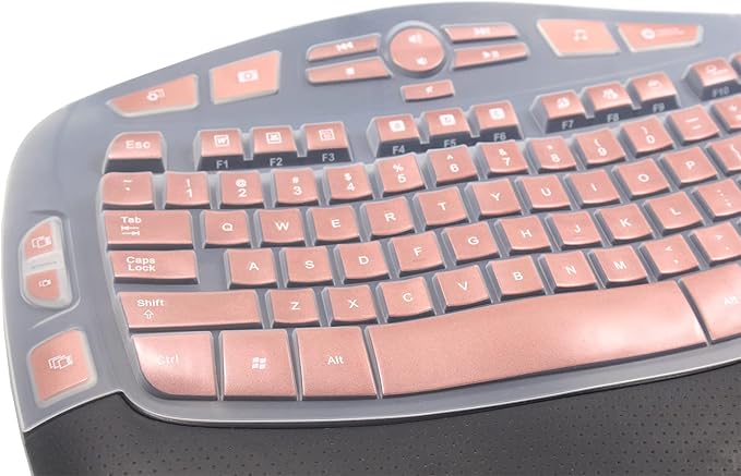 Silicone Keyboard Skin Cover Compatible for Logitech K350 MK550 MK570 Wireless Wave Keyboard, Logitech K350 MK550 MK570 Keyboard Skin (Rose Gold)