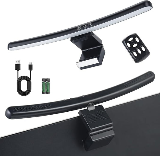 ELUTENG Curved Monitor Light Bar with Wireless Remote Control, for 27-34 Inch PC Stepless Dimmable Computer Screen Lamp, Asymmetric Anti-Glare Monitor LED Lights for Desk|Office|Home|Game Black