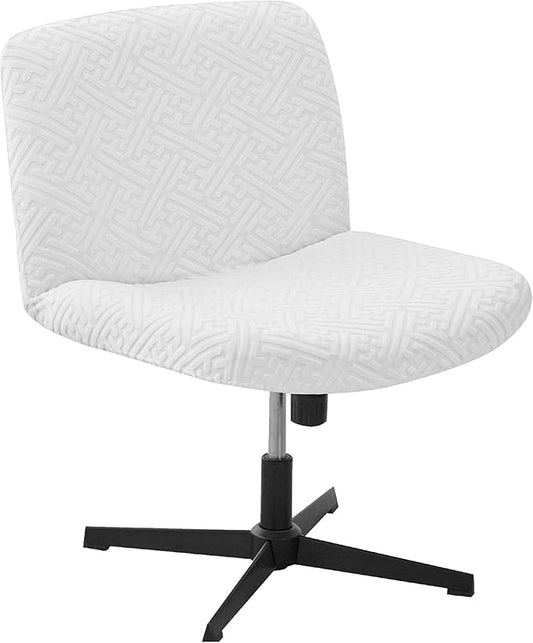 Lavish Cover Water Resistant Criss Cross Office Chair Cover - Armless, Wide, Comfy, Protects Chair Stains and Wear (Jacquard: White, Just the Cover, No Chair)