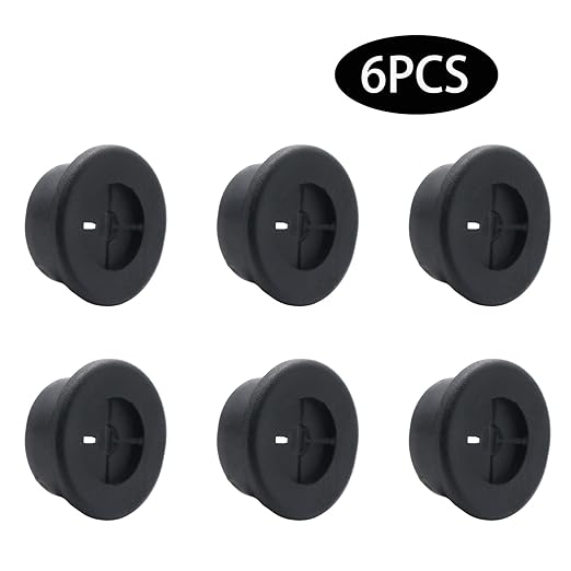 6 Pcs 22mm / 7/8 Inch Black Cable Cord Grommets, Rubber Desk Grommets for Table Computer Desk Wire Organizer TV Console and Other Furnitures Cover