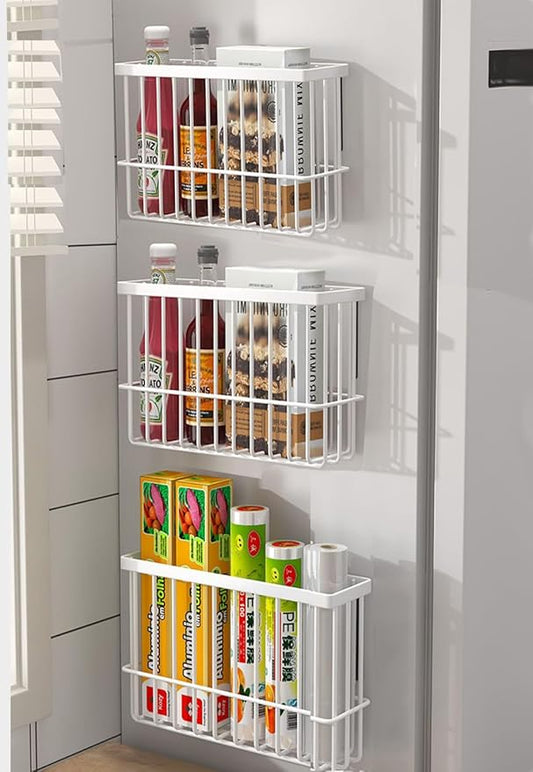 3 Piece Kitchen Cabinet Door Storage Box,Self Adhesive Wall Mounted Storage Boxes,Wardrobe/Bathroom/Refrigerator Small Items Organizer Storage Box (White3)