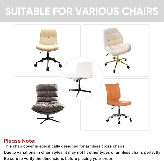 Lavish Cover Water Resistant Criss Cross Office Chair Cover - Armless, Wide, Comfy, Protects Chair Stains and Wear (Jacquard: White, Just the Cover, No Chair)
