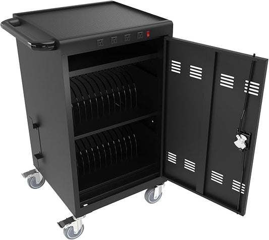 36-Bay Mobile Laptop Cart & Chromebook Charging Station - Heavy-Duty Locking Cabinet for 17" Screens, Laptop Storage Rack for Multiple Laptops/Tablet, Ideal for Schools, Offices, Hospitals (Black)