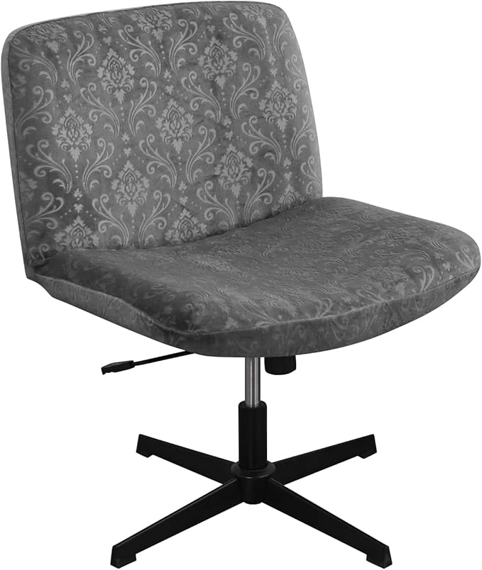 Criss Cross Chair Cover Armless Chair Slipcover Office Desk Chair Covers Velvet Embossing Mid Back Wide Seat Accent Chair Covers for Computer Chairs and Vanity Chairs(Velvet-Dark Grey)