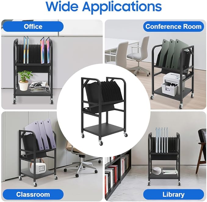 10-Device Mobile Charging Station, Open Laptop Charging Cart for Classroom - Rolling iPad Chromebook Tablet Charging Cart with Power Strip & Dividers, Portable Charging Stand for School Office