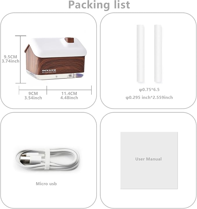 Mini Cabin Humidifier,House Shape, Cute Personal Small Humidifier with adjustable Cool Mist Mode,7 Color Light for office Desktop,Plant Home Indoor Room Baby Bedroom Super Quiet Christmas Gift