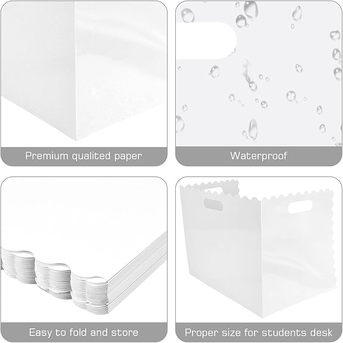 Whaline 24 Pcs Student Desk Privacy Boards White Classroom Desk Divider Shield Privacy Panel Folders Screen Partition for School Teacher Student Test Supplies