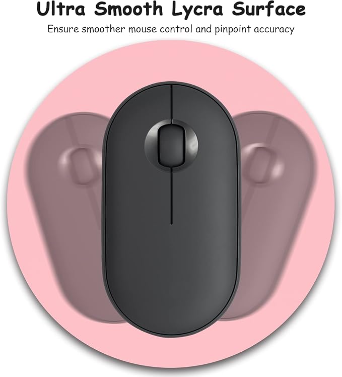 Dapesuom Small Mouse Pad, 6 x 6 Inch Thick Rubber Premium-Textured Non-Slip Portable & Washable Round Mini Mouse Mat for Women Wireless Laptops Keyboard Tray Gaming Work Computer Office Travel, Pink