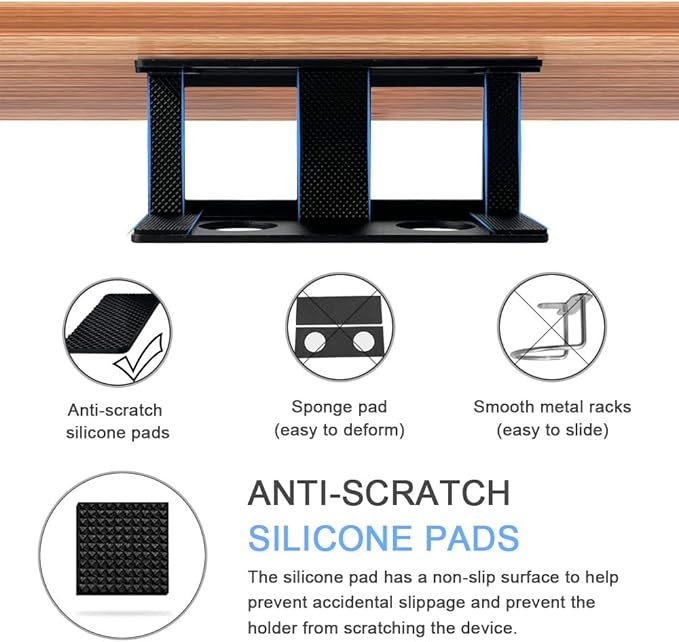 IFCASE Under Desk Laptop Mount, Metal Under Desk Shelf Holder for Laptop, Mac mini, MacBook, Keyboard with Anti-Scratch Silicone (Black)