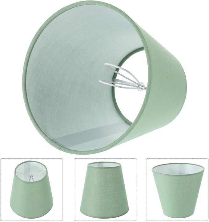 LALAFINA Barrel Lamp Shade Fabric Lampshade Small Lamp Shade Clip on Bulb Cloth Cover for Home Bedroom Living Room, Green