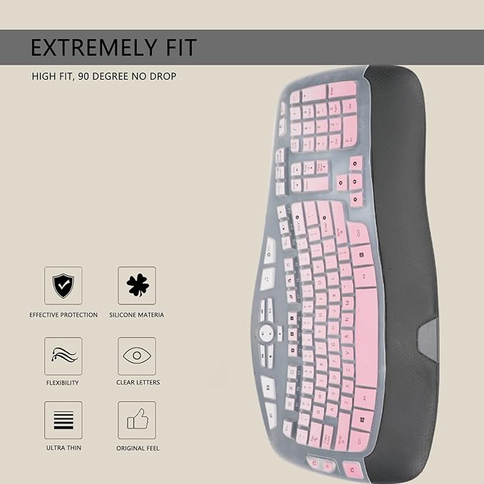 Keyboard Cover for Logitech K350 MK550 MK570 Wireless Wave Keyboard,Waterproof Silicone Keyboard Protector Skin for Logitech K350 MK550 MK570 Keyboard Protective Accessories(Gradient Pink)