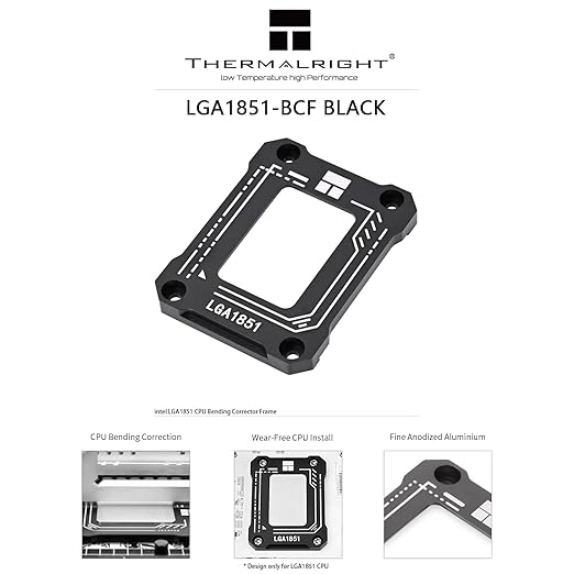 Thermalright Lga1851 BCF Black CPU Stress Bending Correction Fixe,CPU Anti Bending Fixed Bracket,Comes with an L-Shaped Screwdriver,Intel 15th Generation CPU Anti Bending Holder