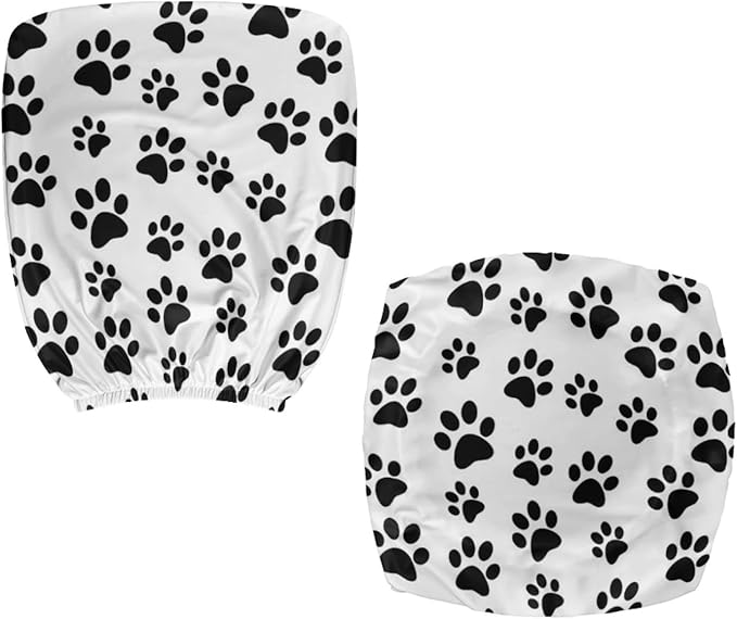 GLENLCWE Black Dog Paw Print Computer Chair Covers Set of 2 Stretchable Cloth Office Chair Covers Universal Desk Rotating Chairs Slipcover for Puppy’s Lover