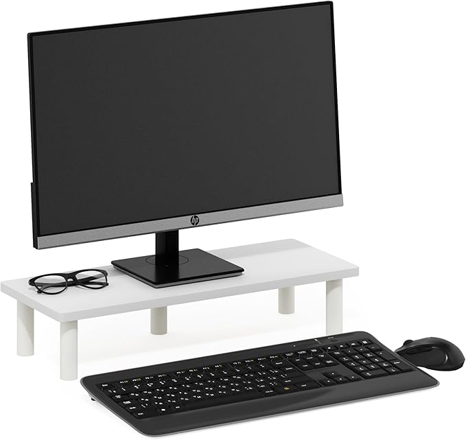 Furinno Turn-N-Tube Monitor Riser Stand, White/White (Pack of 2)
