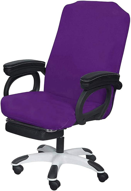 SARAFLORA Purple Office Chair Cover- Large, Removable, Durable, Stretch Fit, Zipper & Elastic, Water Resistant, for Universal Rotating Chair Desk Chair Cover High Back Chair Seat