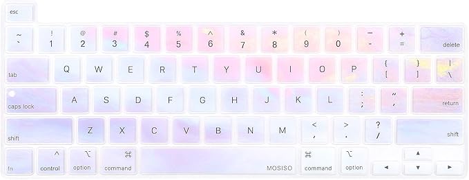 MOSISO Keyboard Cover Silicone Skin Compatible with MacBook Pro 13 inch M2 2023, 2022, 2021 2020 M1 A2338 A2289 A2251 & Compatible with MacBook Pro 16 inch 2020 2019 A2141 Touch ID, Colorful Clouds