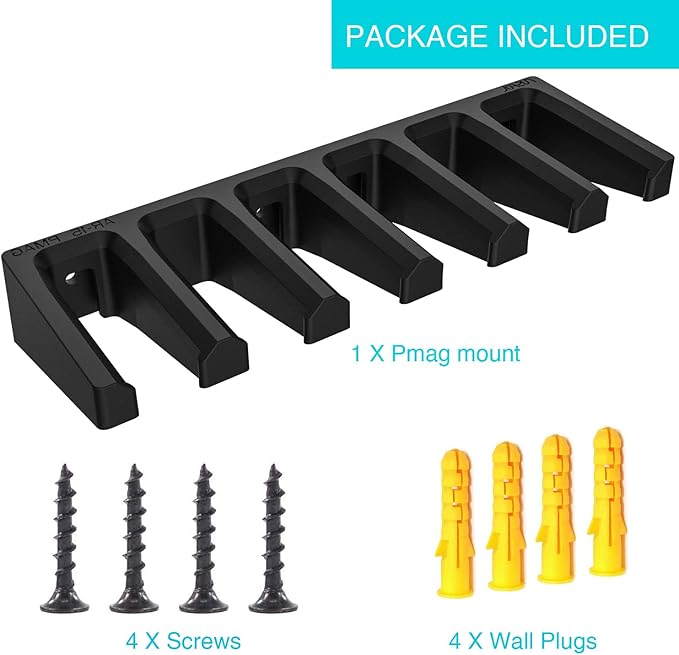 RUSFOL Solid ABS 6X Standard PMAG Wall Mount, Mag Holder, Home Magazine Storage Rack