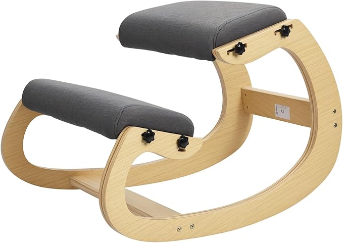 YOXIER Kneeling Chair,Kneeling Desk Chair,Office Sitting Posture Correction Chair,Rocking Home & Work Wooden Computer Desk Chairs, Back & Neck Spine Pain, Better Posture, Ergo Knee Support Stool 1 Set