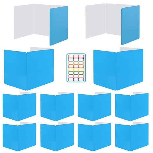 EARTHSON 12 Pcs Desk Dividers for Students, Coated Paper Privacy Shields Folder for Students, Privacy Folders for Students Desks, Test Divider Classroom Teacher Supplies Office Home, Blue