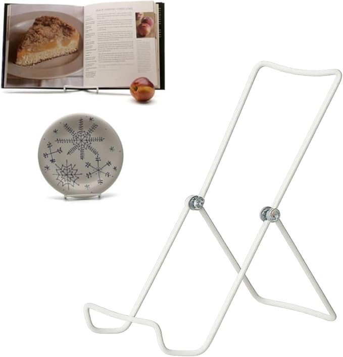 KINGDOM SOLUTIONS MADE IN USA 2-Pack Adjustable White Metal Easels - Book Stand - Sturdy Plate Stand for Art, Pictures, Books, Frames - Unique on the Market