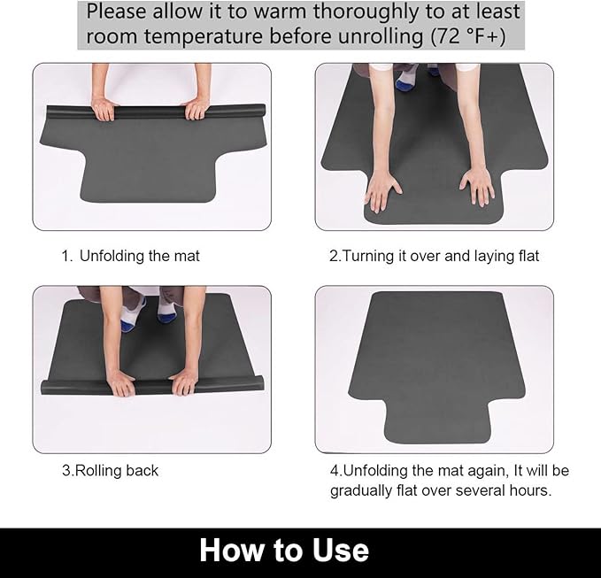 AiBOB Office Chair Mat for Hardwood Floor, 45 X 53 inches, Hard Floor Chair Mats Under Computer Desk, Easy Glide for Rolling Chairs, No Curling