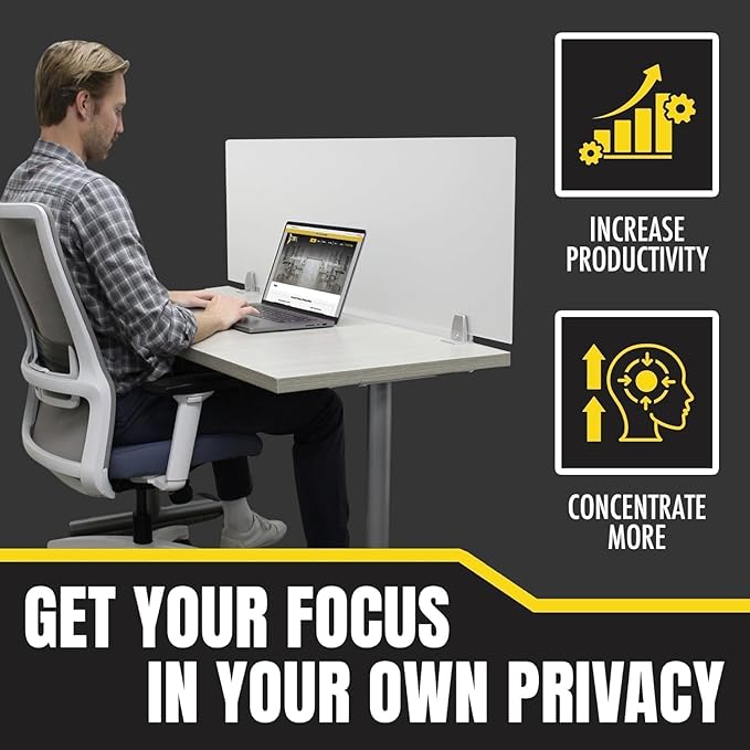 OBEX Clear Acrylic Desk Mounted Privacy Panel, 18" x 42", Clear