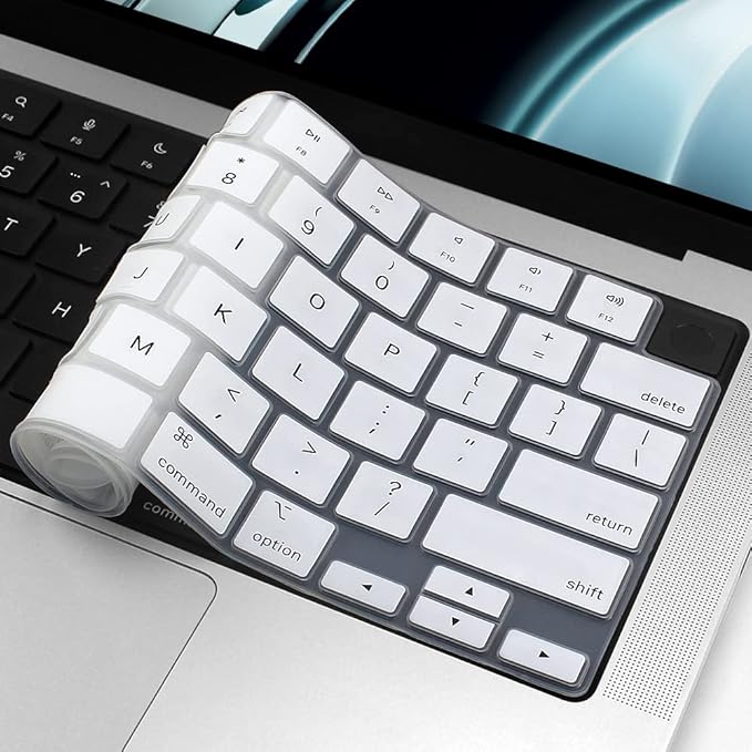 ProElife Keyboard Cover Skin for MacBook Air 13.6 inch 15 inch 2024 2023 2022 M3 M2 Chip A2681 A2941, Ultra Thin Keyboard Protector U.S Enter for 2024-2022 Air 13.6'' 15'' M3 M2 Accessory (White)