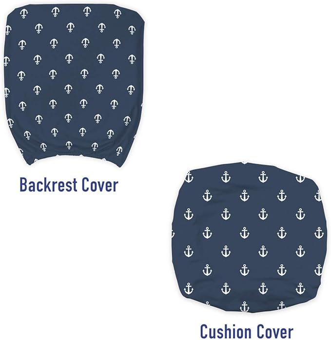 Ambesonne Marine Office Chair Slipcover, Nautical Classic Pattern Little Anchor Sea Travel Cruise Theme Sailor Minimal, Decorative Stretch and Washable Fabric Cover, Standard Size, Bluegrey White