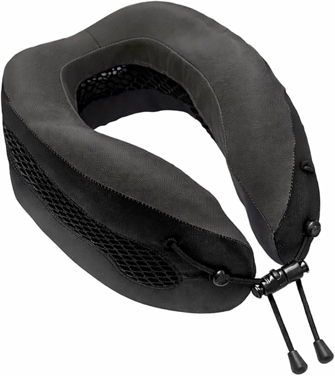 Cabeau Long Haul Flight Cooling Travel Neck Pillow – Evolution Cool – Supportive Memory Foam with Airflow Vents – Compact with Carrying Case (Black)