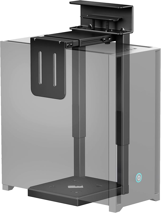 monTEK 66 LBS Heavy-Duty Under Desk PC Mount, Adjustable No-Drill PC Mount with Protective Pads,16.1"-25.6" H, Ideal for Office Home Classroom, Black