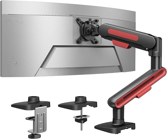 HUANUO Ultrawide Monitor Arm for 13 – 40" Screens, Single Monitor Mount Holds up to 26.4lbs, Adjustable Monitor Stand with C-Clamp & Grommet Base, VESA Mount 75x75mm/100x100mm