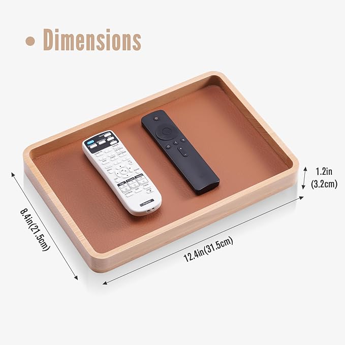 ProCase Wooden Valet Tray for Men, Wood Catch-All EDC Organizer, Nightstand, Entryway Bedside Dump Holder, for Wallets, Keys, Watches, Phones, Loose Change, Trinkets -LightBrown