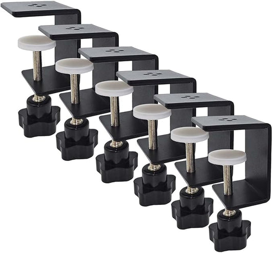 6 Pack Heavy Duty C Clamp & Desk Clamp | Wide Jaw Metal Woodworking Clamps, Adjustable Shelf Clamps for Desk Extension/Panel Work (Sturdy Multi-Purpose Clamping Tool)