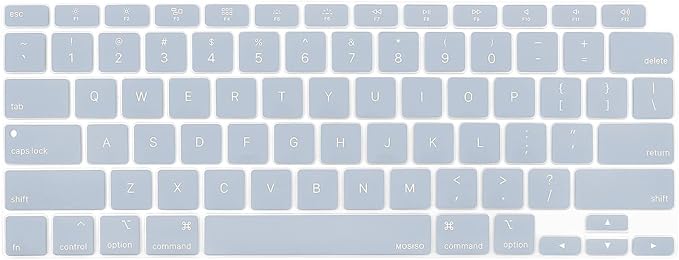 MOSISO Keyboard Cover Compatible with MacBook Air 13 inch 2022 2021 2020 Release A2337 M1 A2179 Retina Display with Touch ID Backlit Magic Keyboard, Waterproof Protective Silicone Skin, Baby Blue