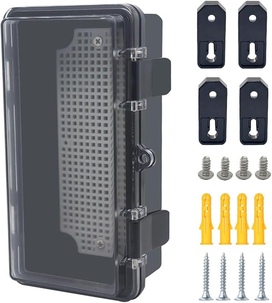 Junction Box, Hinged Black Clear Cover IP67 Waterproof ABS Project Box with Mounting Plate Electrical Box Enclosure with Wall Bracket 7.9 x 3.9 x 2.8inch(200x100x70mm)