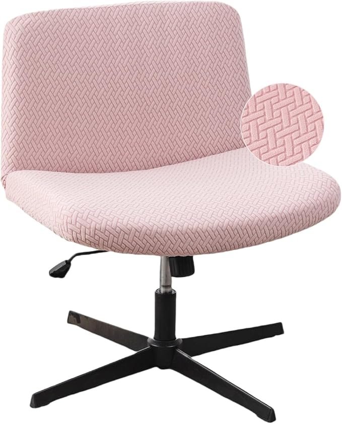 LavishCover Armless Chair Cover Office Desk Chair Cover, Waterproof and Elastic Criss Cross Chair Cover, Vanity Chair Covers,Mid Back Wide Seat Accent Chair Covers(Pink,T-Type,Just the Cover)
