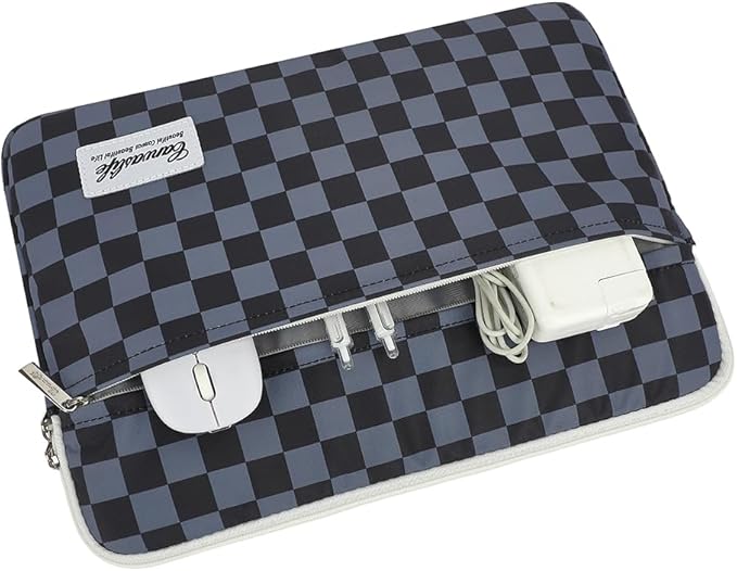 Canvaslife Black Checker Pattern 13 inch Canvas Laptop Sleeve with Pocket 13 inch 13.3 inch Laptop 13 case13 Sleever
