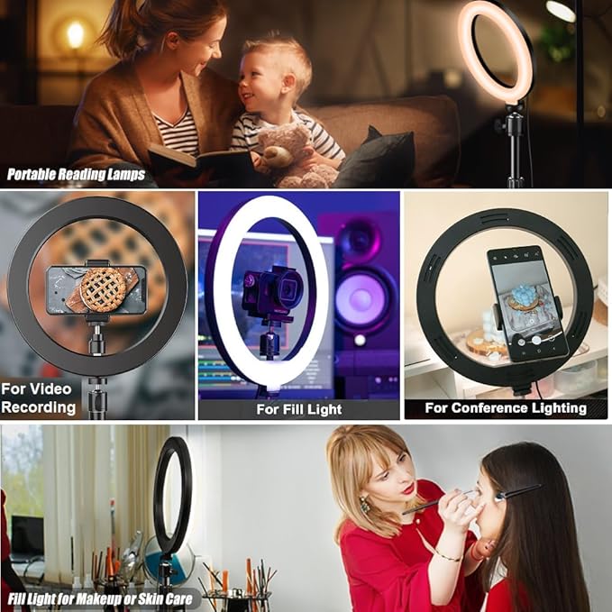 Magnetic Webcam Light with Stand,10 Inch Ring Light with Adjustable Desktop Mount Holder Compatible with Logitech C920 StreamCam C922 C930e C925e C615 Brio 501 301 101 4K C270 C310 webcams