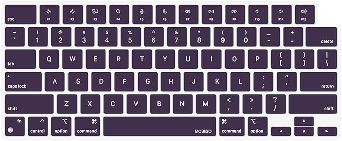 MOSISO Keyboard Cover Skin Compatible with MacBook Air 15 inch M3 A3114 M2 A2941/Air 13.6 A3113 A2681/Pro 14/16 M4 M3 M2 M1, Plum Purple