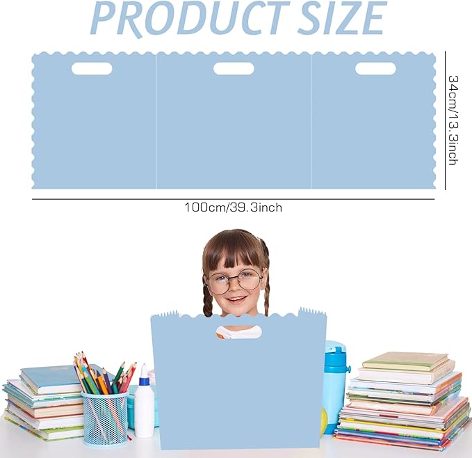Whaline 24 Pcs Student Desk Privacy Boards Blue Classroom Desk Divider Shield Privacy Panel Folders Screen Partition for School Teacher Student Test Supplies