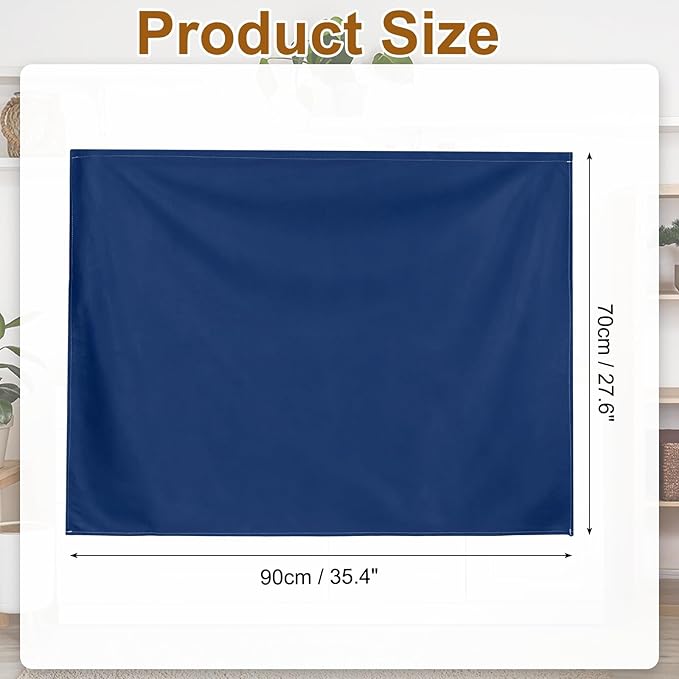 uxcell Cabinet Curtains, Dust Proof Privacy Drape Short Curtain, Hook & Loop Under The Desk Skirt for Kitchen Bathroom Closet Storage Room (35.4" W x 27.6" H, Dark Blue)