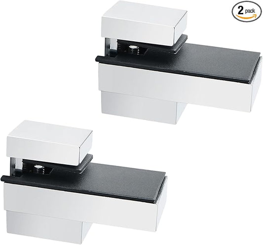 2 Pack Glass Shelf Bracket Adjustable, Wall Mounted Zinc Alloy Glass Clamp Holder for 5-15mm Glass Wood Shelves, Wall Mount Clamps Clip Support Hardware Replacement Parts Shower Brackets (Specularity)