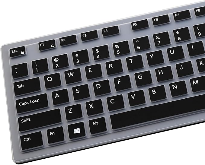 Keyboard Cover for Dell KM636 Wireless Keyboard & Dell KB216 Wired Keyboard & Dell Optiplex 5250 3050 3240 5460 7450 7050 & Dell Inspiron AIO 3475/3477/3670 All-in one Desktop Keyboard Skin-Black