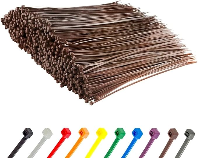 GTSE 12 Inch Brown Zip Ties, 10,000 Bulk Pack, 50lb Strength, UV Resistant Long Nylon Cable Ties, Self-Locking 12" Tie Wraps
