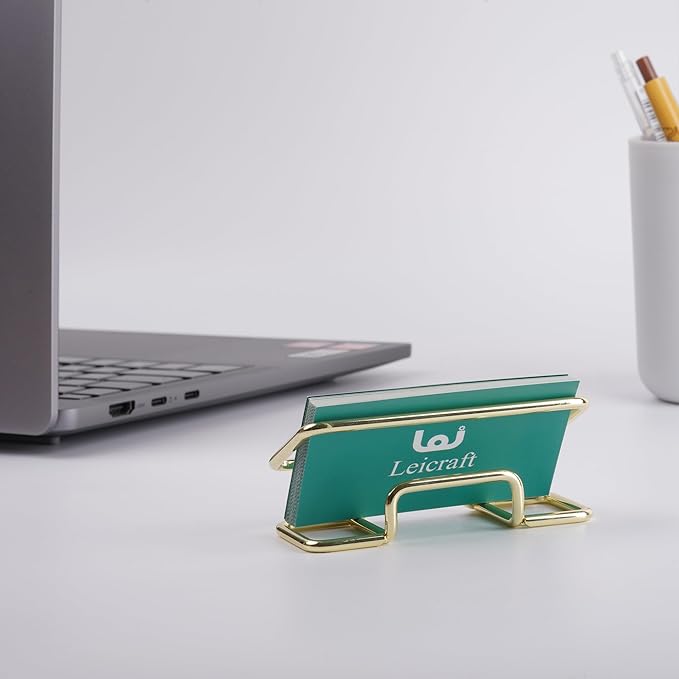 Business Card Holder for Desk, Cute Metal Card Organizers and Office Desk Accessories for Men and Women (Golden)